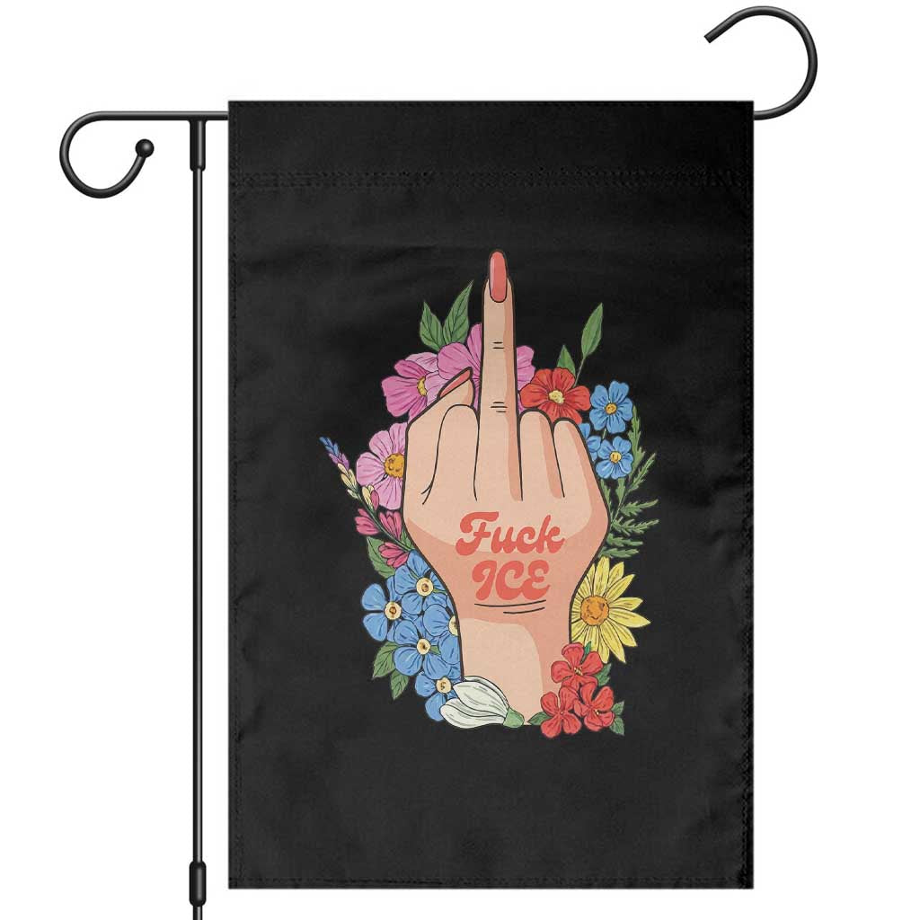 Floral Middle Finger F Ice Garden Flag TS02 Black Print Your Wear