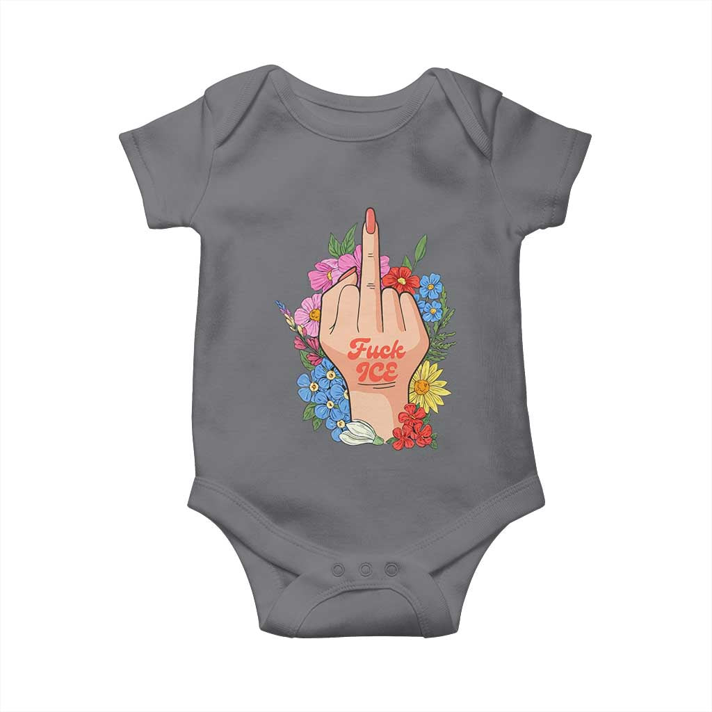 Floral Middle Finger F Ice Baby Onesie TS02 Charcoal Print Your Wear