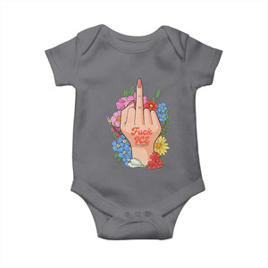 Floral Middle Finger F Ice Baby Onesie TS02 Charcoal Print Your Wear