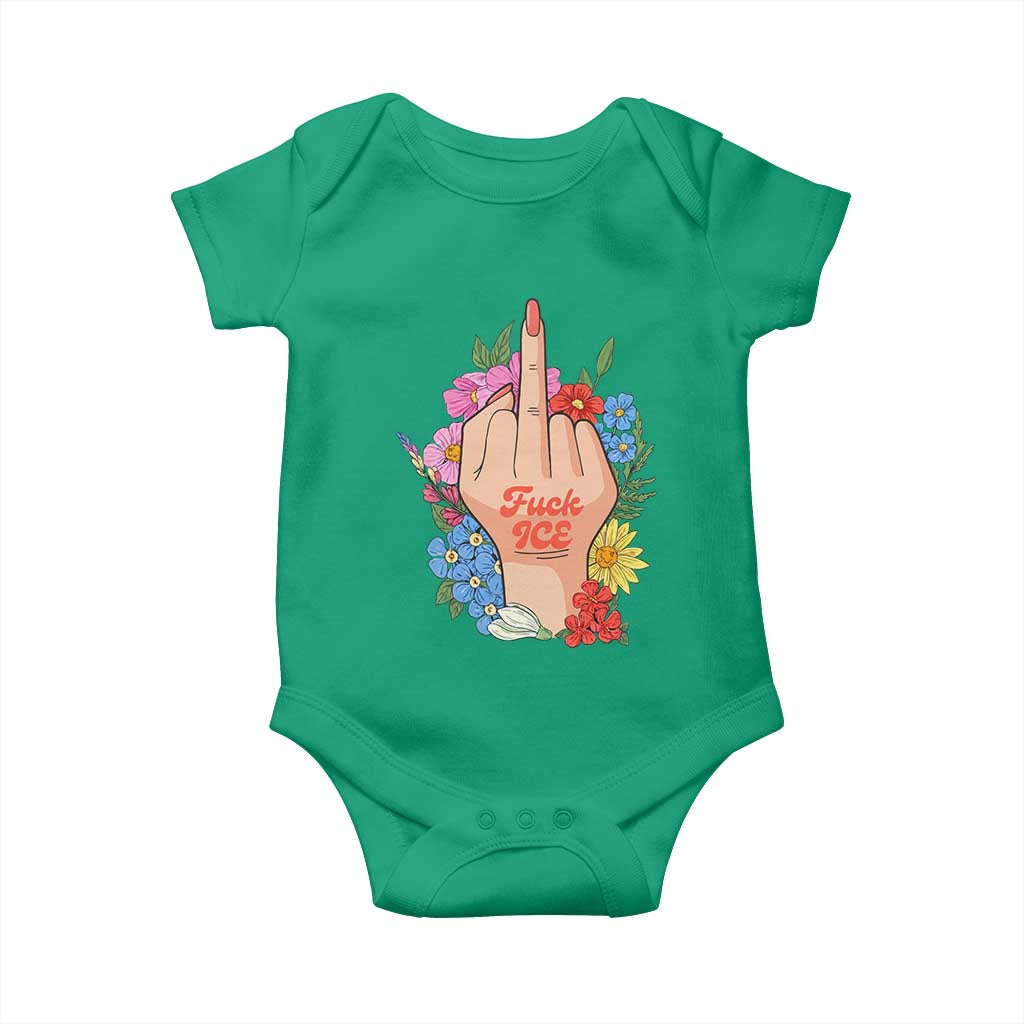 Floral Middle Finger F Ice Baby Onesie TS02 Irish Green Print Your Wear