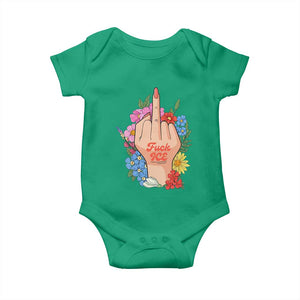 Floral Middle Finger F Ice Baby Onesie TS02 Irish Green Print Your Wear