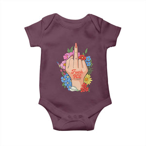 Floral Middle Finger F Ice Baby Onesie TS02 Maroon Print Your Wear