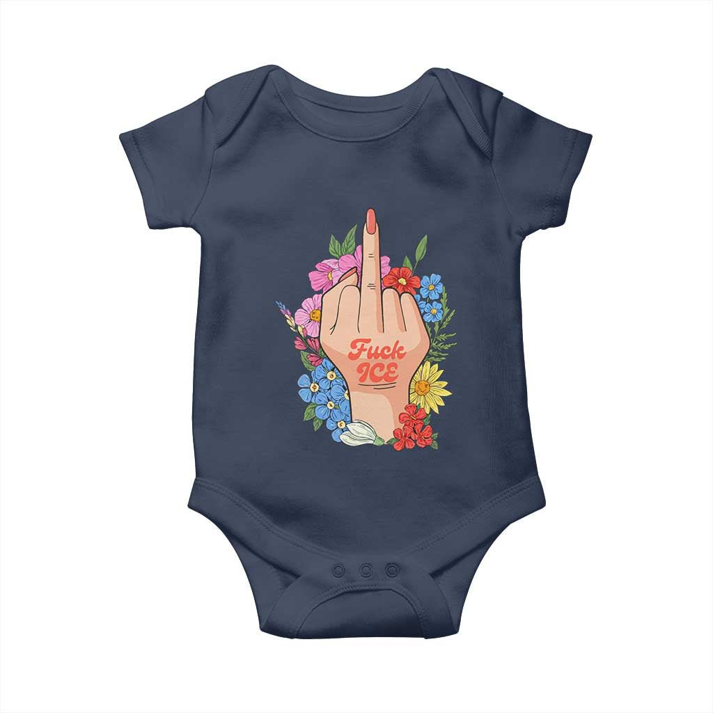 Floral Middle Finger F Ice Baby Onesie TS02 Navy Print Your Wear