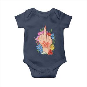 Floral Middle Finger F Ice Baby Onesie TS02 Navy Print Your Wear