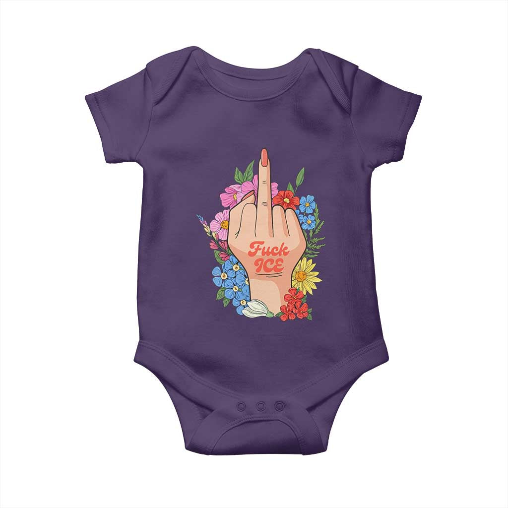 Floral Middle Finger F Ice Baby Onesie TS02 Purple Print Your Wear