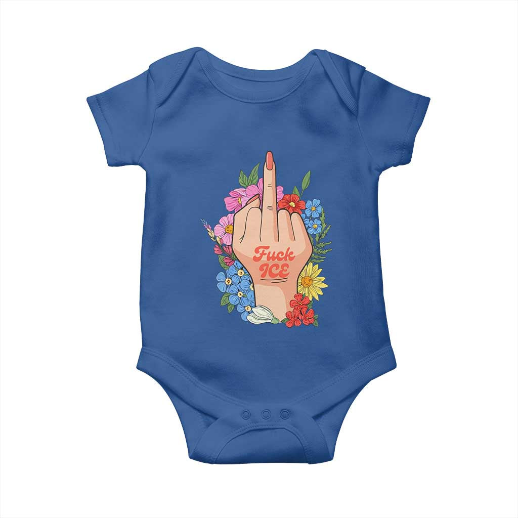 Floral Middle Finger F Ice Baby Onesie TS02 Royal Blue Print Your Wear