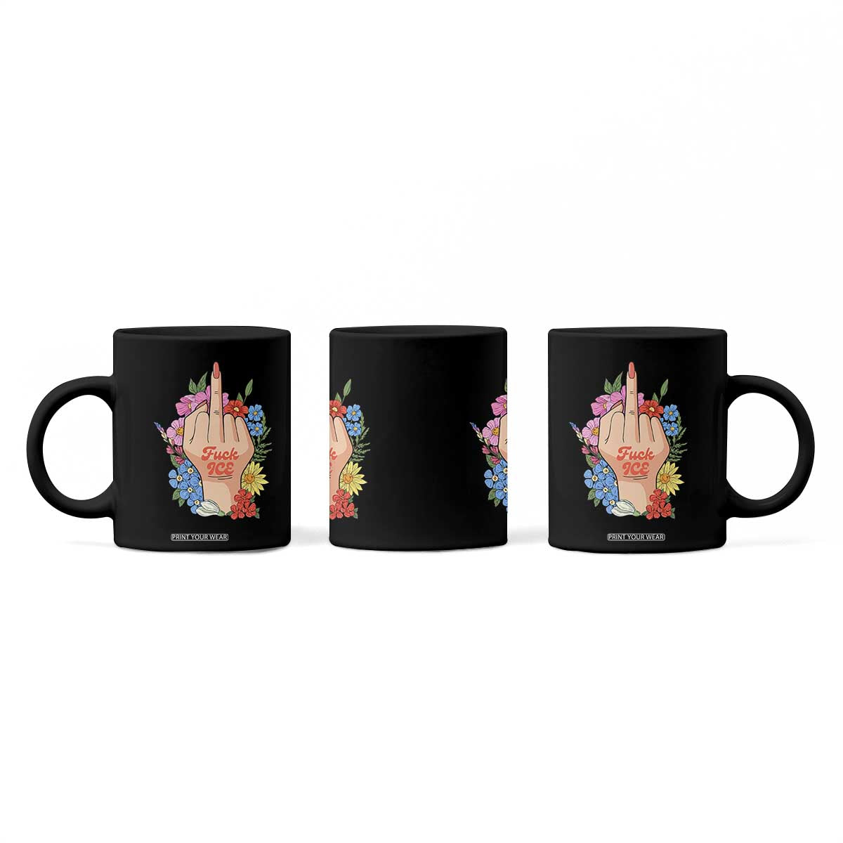Floral Middle Finger F Ice Coffee Mug TS02 Print Your Wear