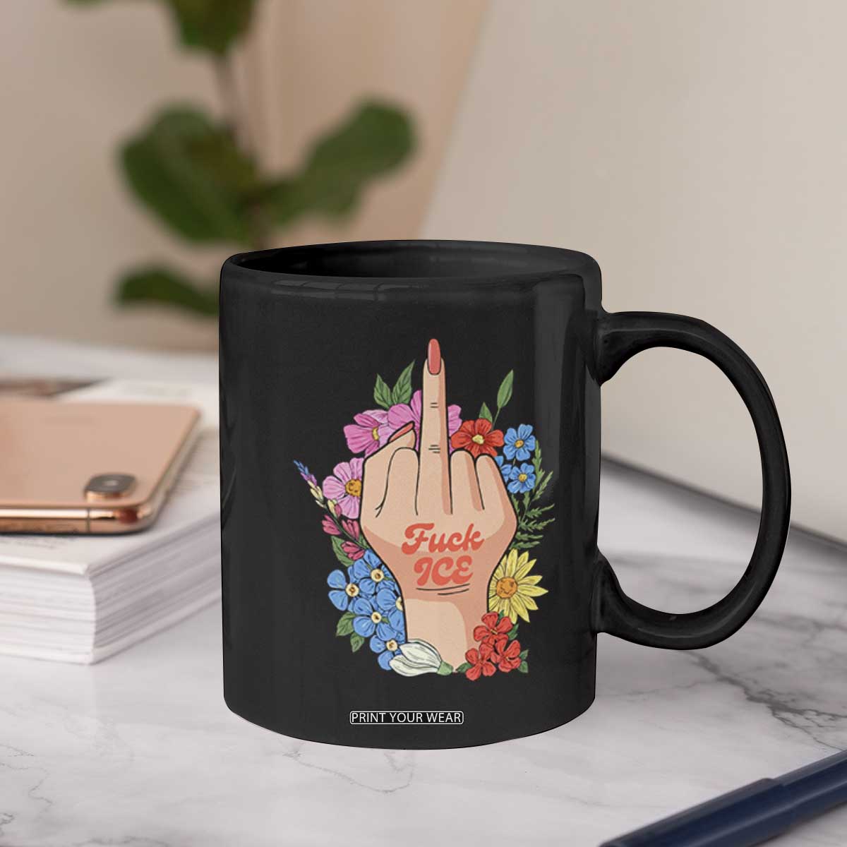 Floral Middle Finger F Ice Coffee Mug TS02 Print Your Wear