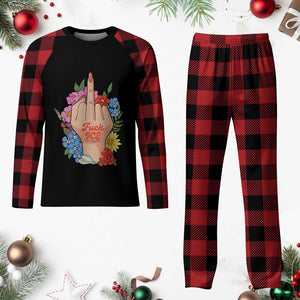 Floral Middle Finger F Ice Plaid Pajama Set TS02 Buffalo Plaid Print Your Wear