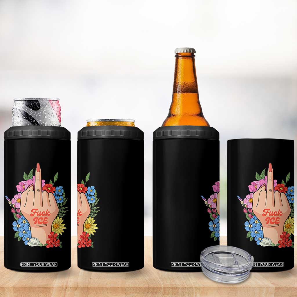Floral Middle Finger F Ice 4 in 1 Can Cooler Tumbler TS02 Print Your Wear