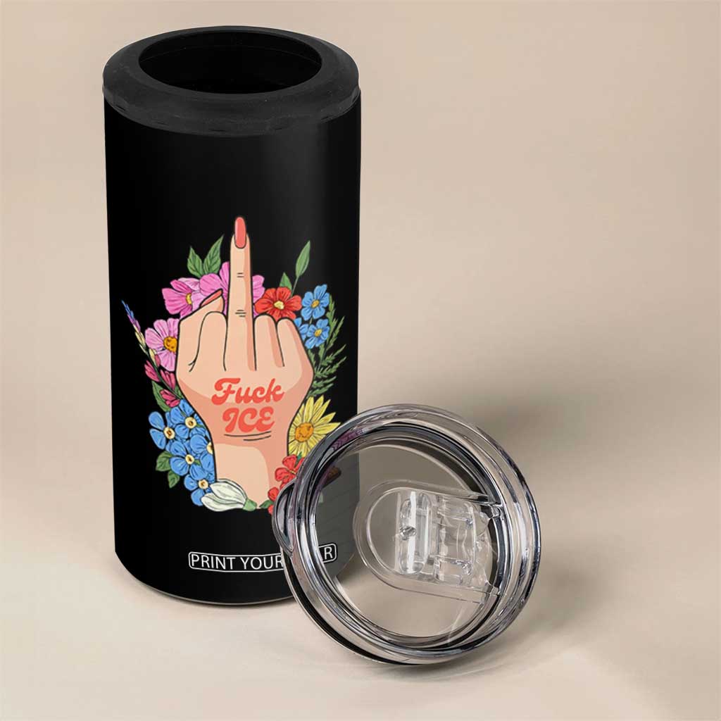 Floral Middle Finger F Ice 4 in 1 Can Cooler Tumbler TS02 Print Your Wear