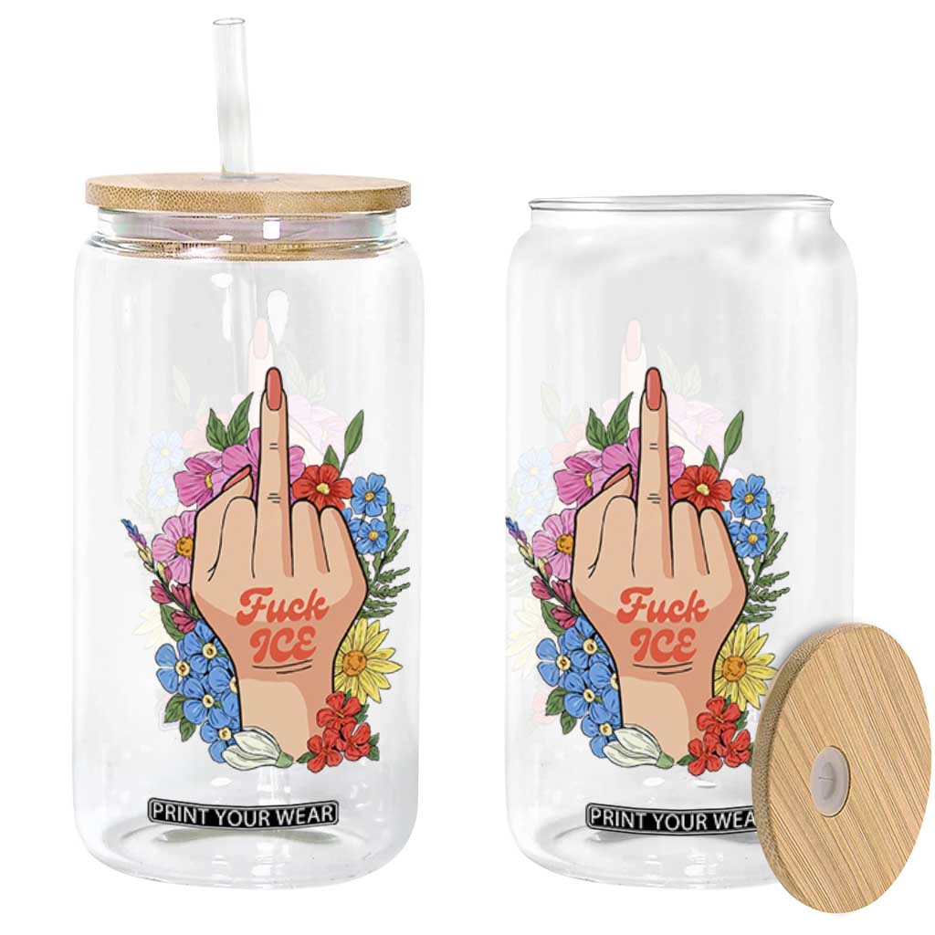 Floral Middle Finger F Ice Glass Can TS02 Print Your Wear
