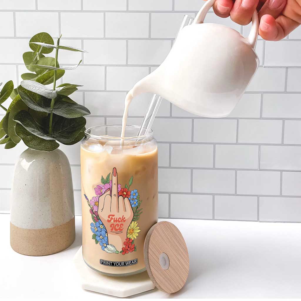 Floral Middle Finger F Ice Glass Can TS02 Print Your Wear