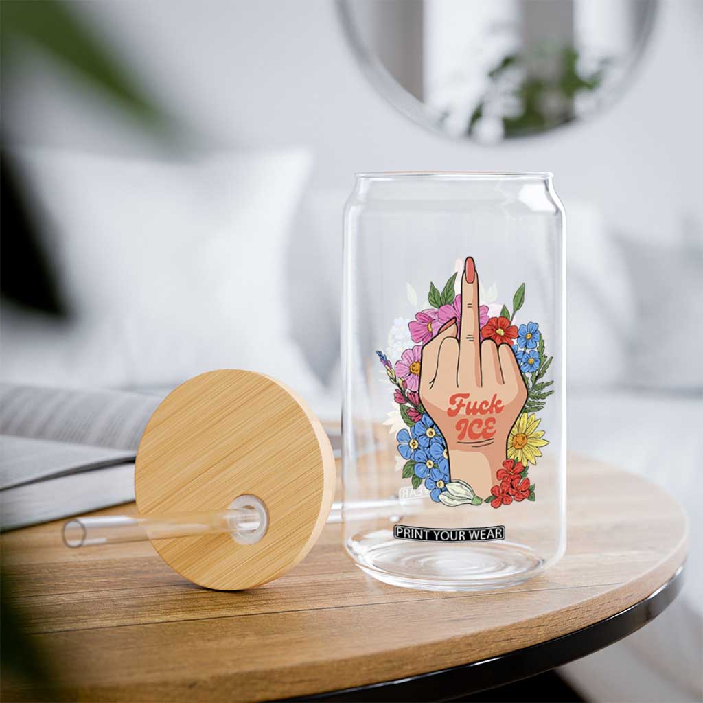Floral Middle Finger F Ice Glass Can TS02 Print Your Wear
