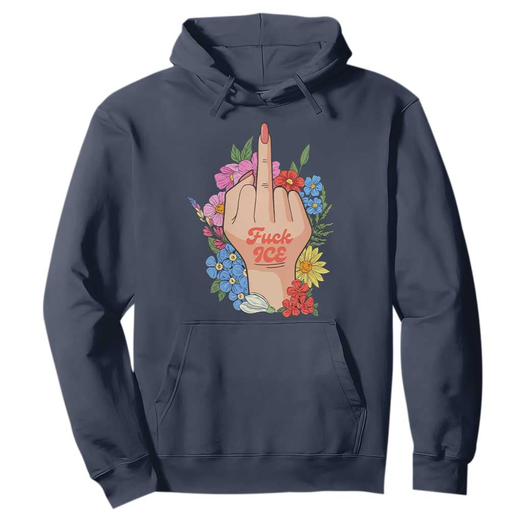 Floral Middle Finger F Ice Hoodie TS02 Navy Print Your Wear