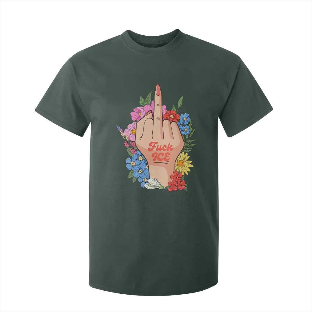 Floral Middle Finger F Ice T Shirt For Kid TS02 Dark Forest Green Print Your Wear