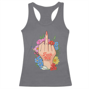 Floral Middle Finger F Ice Racerback Tank Top TS02 Charcoal Print Your Wear