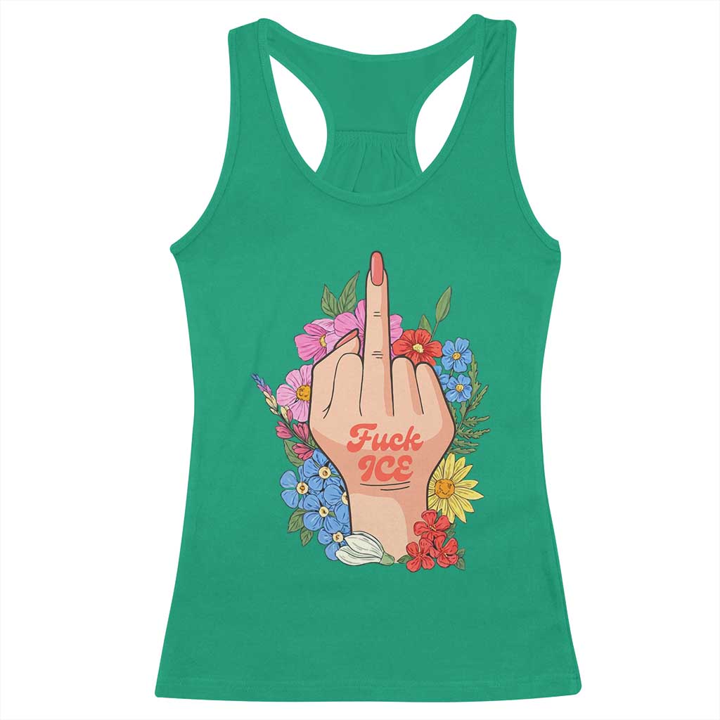 Floral Middle Finger F Ice Racerback Tank Top TS02 Irish Green Print Your Wear
