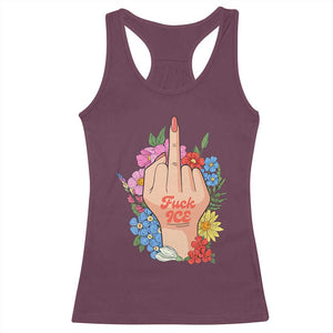Floral Middle Finger F Ice Racerback Tank Top TS02 Maroon Print Your Wear