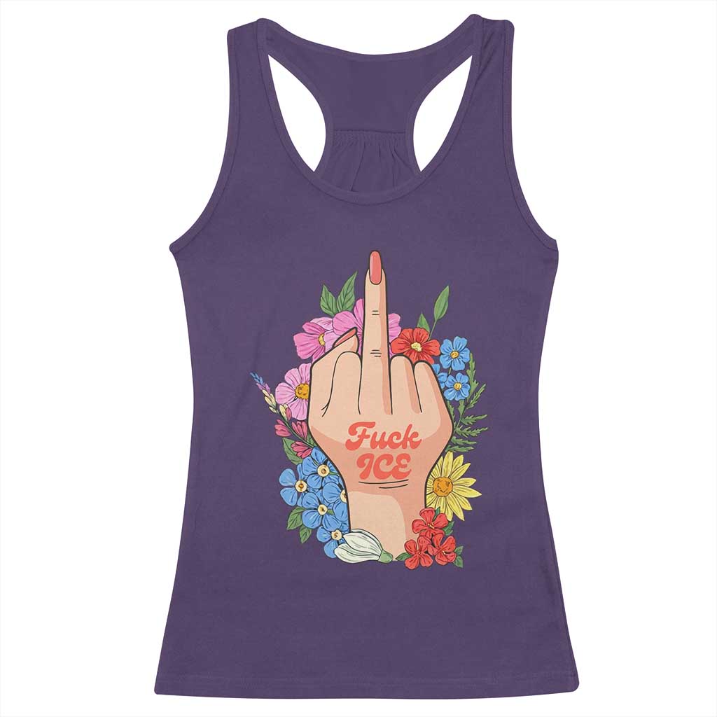Floral Middle Finger F Ice Racerback Tank Top TS02 Purple Print Your Wear