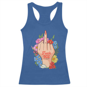 Floral Middle Finger F Ice Racerback Tank Top TS02 Royal Blue Print Your Wear