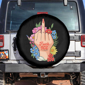 Floral Middle Finger F Ice Spare Tire Cover TS02 No hole Black Print Your Wear