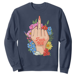 Floral Middle Finger F Ice Sweatshirt TS02 Navy Print Your Wear