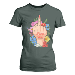 Floral Middle Finger F Ice T Shirt For Women TS02 Dark Forest Green Print Your Wear