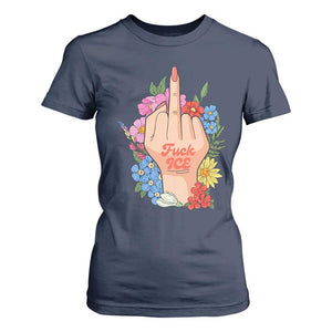 Floral Middle Finger F Ice T Shirt For Women TS02 Navy Print Your Wear
