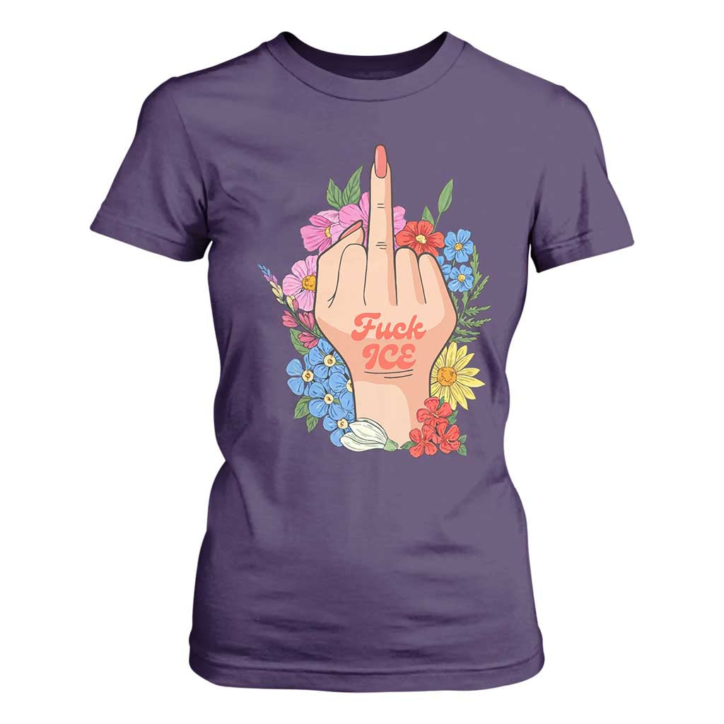Floral Middle Finger F Ice T Shirt For Women TS02 Purple Print Your Wear