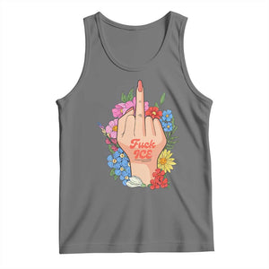 Floral Middle Finger F Ice Tank Top TS02 Black Heather Print Your Wear