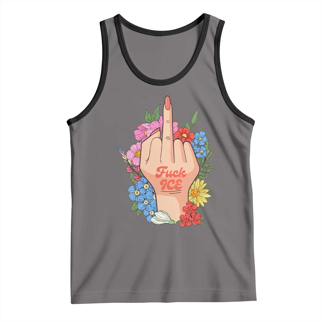 Floral Middle Finger F Ice Tank Top TS02 Deep Heather Black Print Your Wear