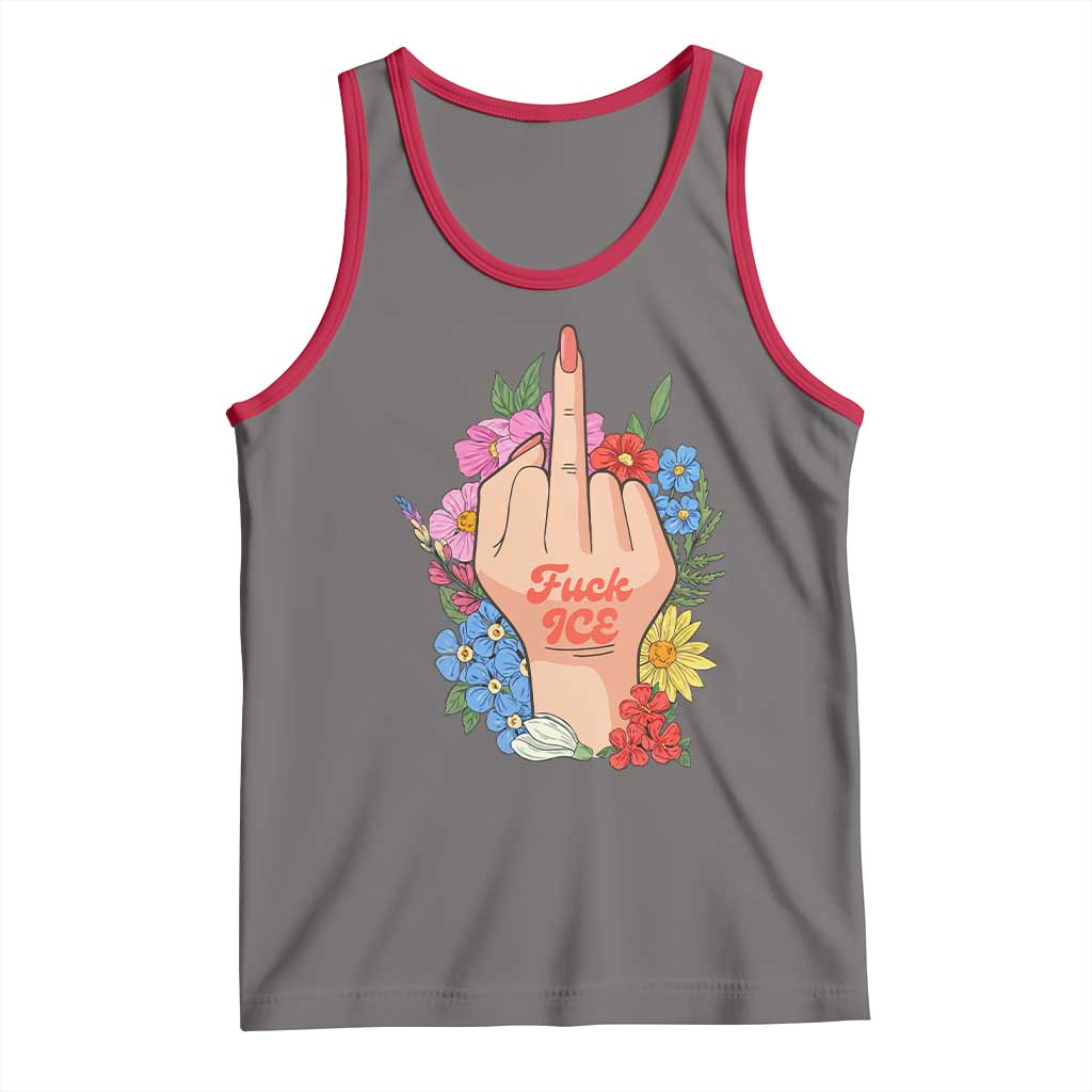 Floral Middle Finger F Ice Tank Top TS02 Deep Heather Red Print Your Wear