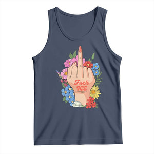 Floral Middle Finger F Ice Tank Top TS02 Navy Print Your Wear