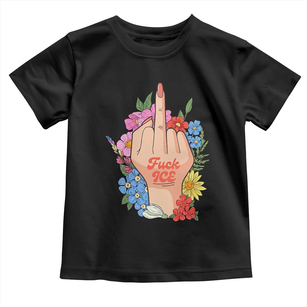 Floral Middle Finger F Ice Toddler T Shirt TS02 Black Print Your Wear