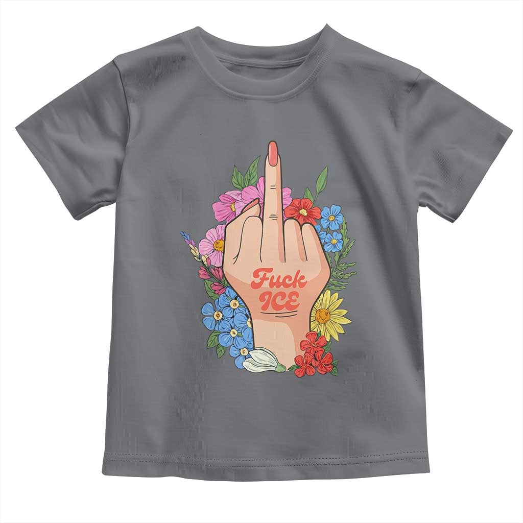 Floral Middle Finger F Ice Toddler T Shirt TS02 Charcoal Print Your Wear