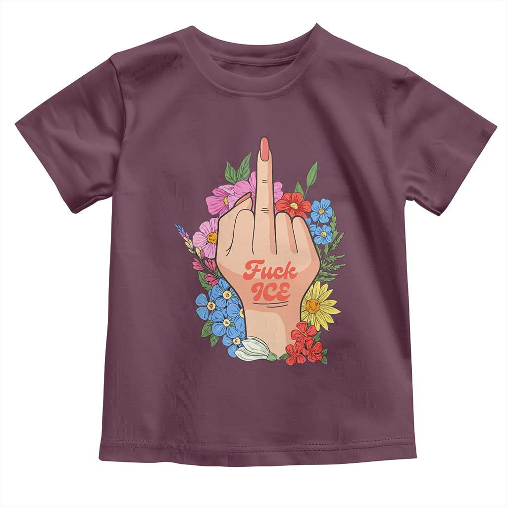 Floral Middle Finger F Ice Toddler T Shirt TS02 Maroon Print Your Wear
