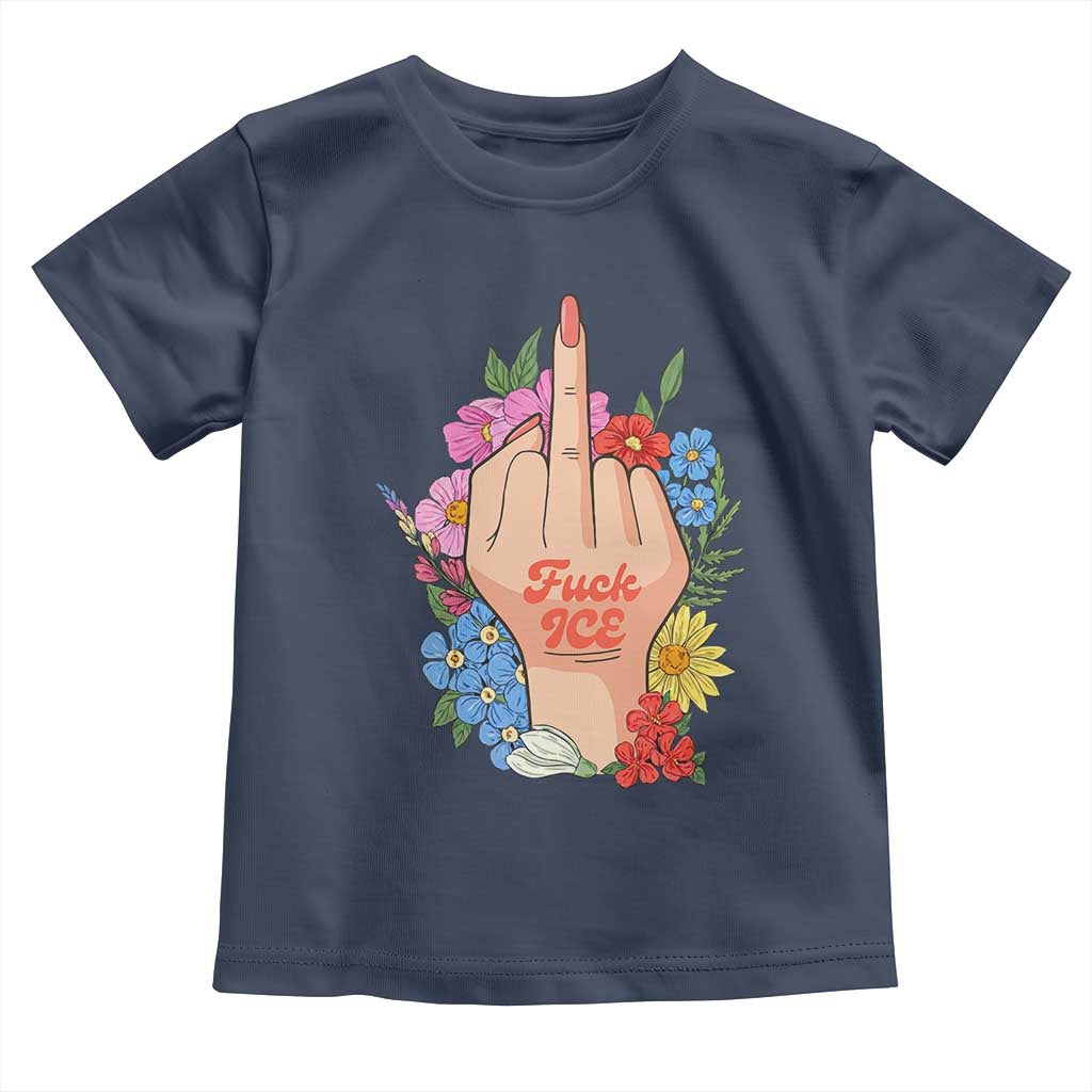 Floral Middle Finger F Ice Toddler T Shirt TS02 Navy Print Your Wear