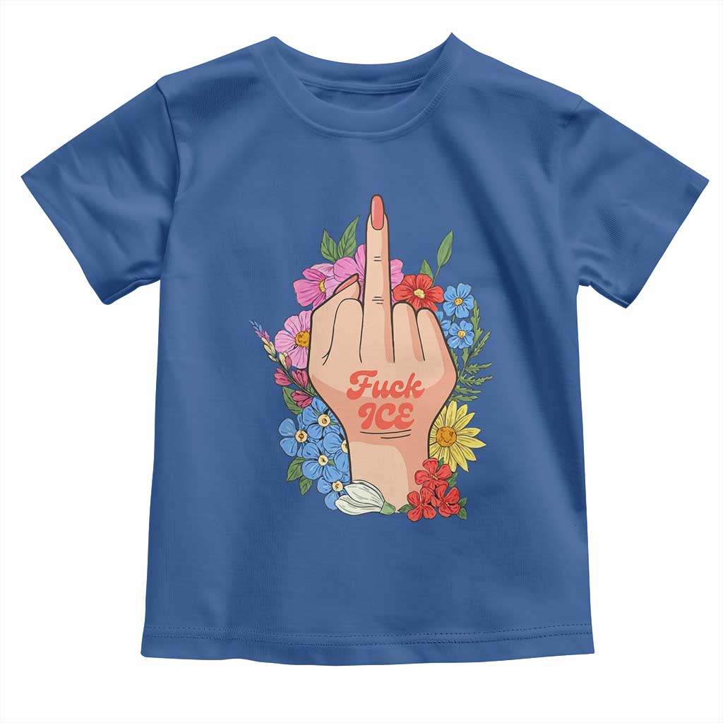 Floral Middle Finger F Ice Toddler T Shirt TS02 Royal Blue Print Your Wear