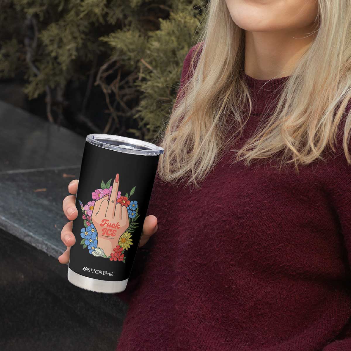 Floral Middle Finger F Ice Tumbler Cup TS02 Print Your Wear