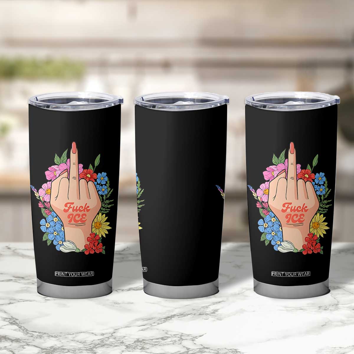Floral Middle Finger F Ice Tumbler Cup TS02 Print Your Wear