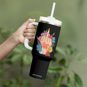 Floral Middle Finger F Ice Tumbler With Handle TS02 Print Your Wear