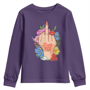 Floral Middle Finger F Ice Youth Sweatshirt TS02 Purple Print Your Wear