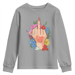 Floral Middle Finger F Ice Youth Sweatshirt TS02 Sport Gray Print Your Wear