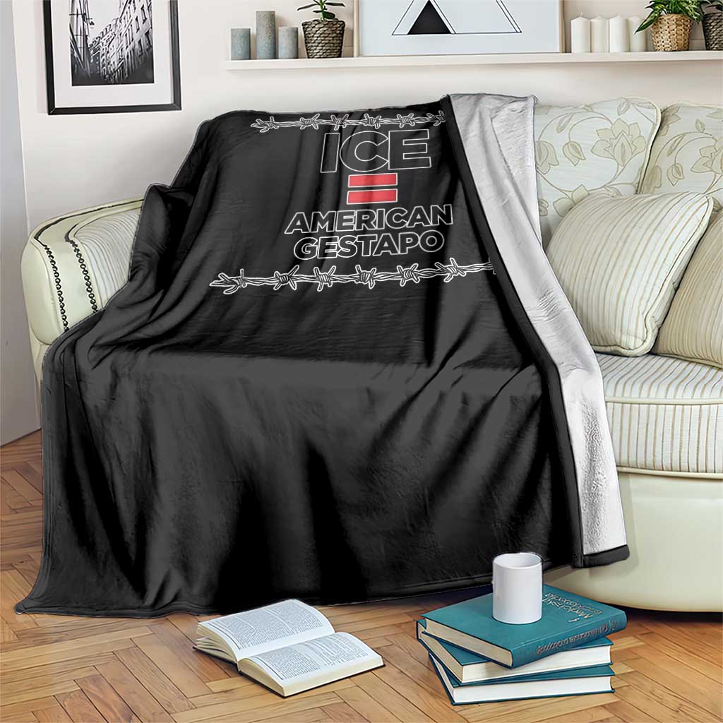Ice Equals American Gestapo Throw Blanket Barbed Wire Protest Political Resistance TS02 Print Your Wear