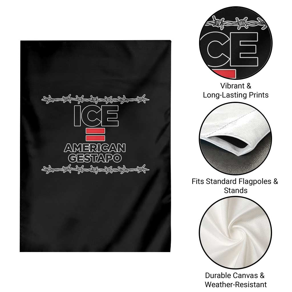 Ice Equals American Gestapo Garden Flag Barbed Wire Protest Political Resistance TS02 Print Your Wear