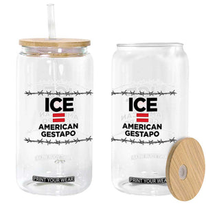 Ice Equals American Gestapo Glass Can Barbed Wire Protest Political Resistance TS02 Print Your Wear