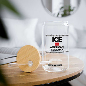 Ice Equals American Gestapo Glass Can Barbed Wire Protest Political Resistance TS02 Print Your Wear