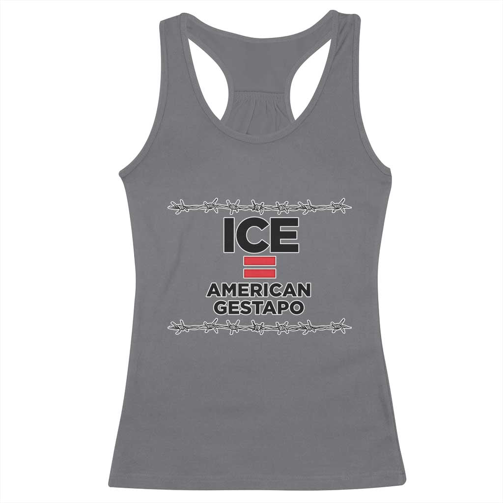 Ice Equals American Gestapo Racerback Tank Top Barbed Wire Protest Political Resistance TS02 Charcoal Print Your Wear