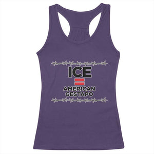 Ice Equals American Gestapo Racerback Tank Top Barbed Wire Protest Political Resistance TS02 Purple Print Your Wear